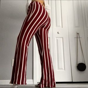 Flowy Maroon Striped Pants
